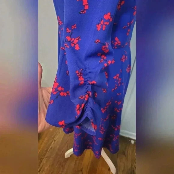 Ann Taylor Factory dress Royal Blue and Red size Petite 4 with 3/4 sleeves - Picture 6 of 7